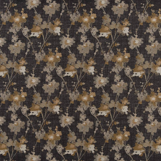 D2082 Floral Charcoal Grey & Silver Charlotte Fabrics