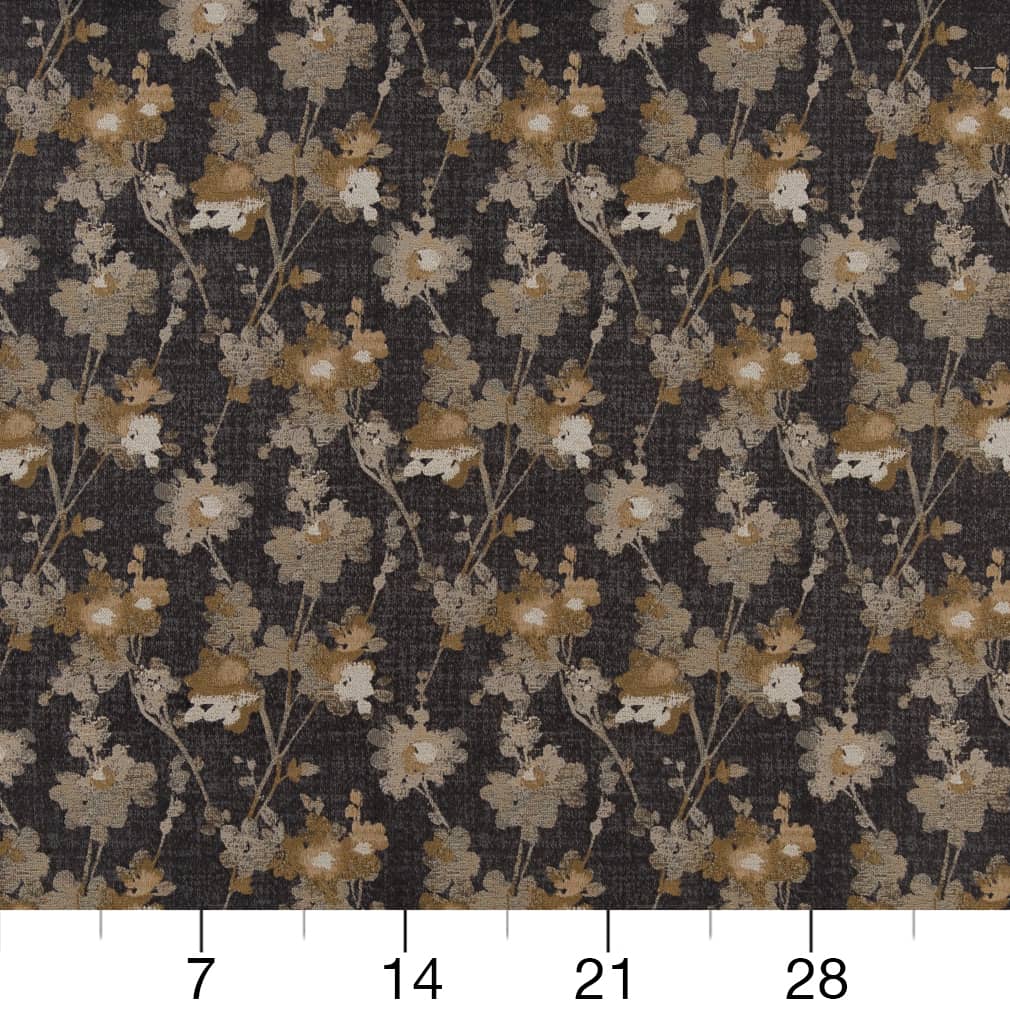 D2082 Floral Charcoal Grey & Silver Charlotte Fabrics