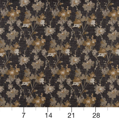D2082 Floral Charcoal Grey & Silver Charlotte Fabrics