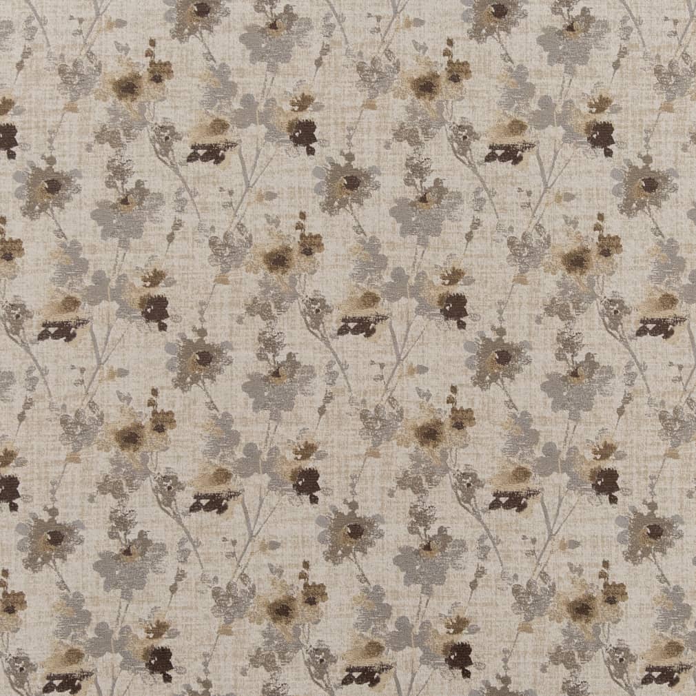 D2084 Floral Linen Beige & Taupe Charlotte Fabrics