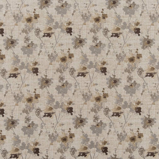D2084 Floral Linen Beige & Taupe Charlotte Fabrics