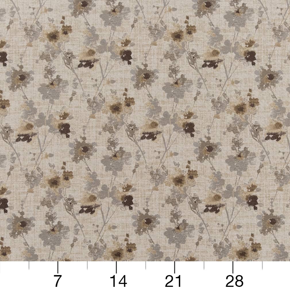 D2084 Floral Linen Beige & Taupe Charlotte Fabrics