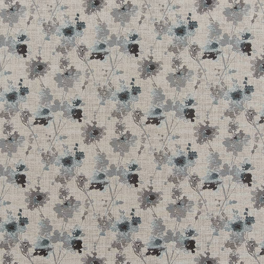 D2085 Floral Slate Blue,Grey & Silver Charlotte Fabrics