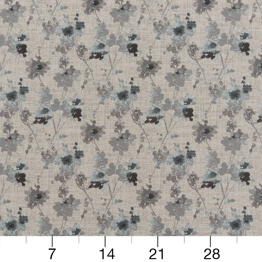 D2085 Floral Slate Blue,Grey & Silver Charlotte Fabrics