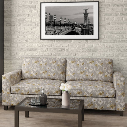 D2086 Floral Hazelwood Gold & Yellow,Grey & Silver Charlotte Fabrics