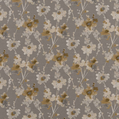 D2086 Floral Hazelwood Gold & Yellow,Grey & Silver Charlotte Fabrics