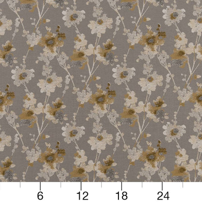 D2086 Floral Hazelwood Gold & Yellow,Grey & Silver Charlotte Fabrics