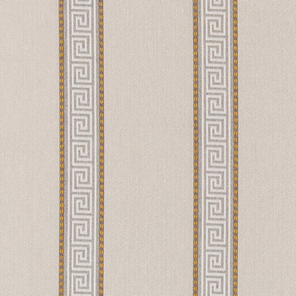D2420 Greek Key,Stripe Linen Beige & Taupe Charlotte Fabrics