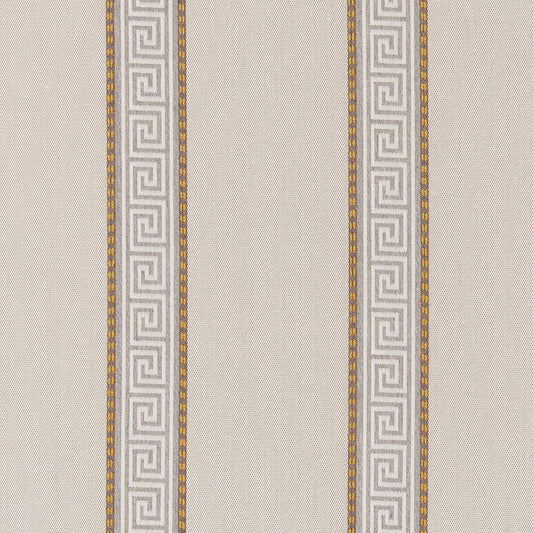 D2420 Greek Key,Stripe Linen Beige & Taupe Charlotte Fabrics