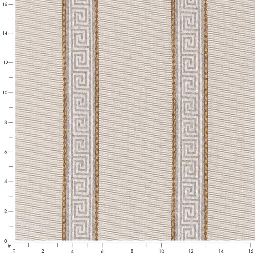 D2420 Greek Key,Stripe Linen Beige & Taupe Charlotte Fabrics