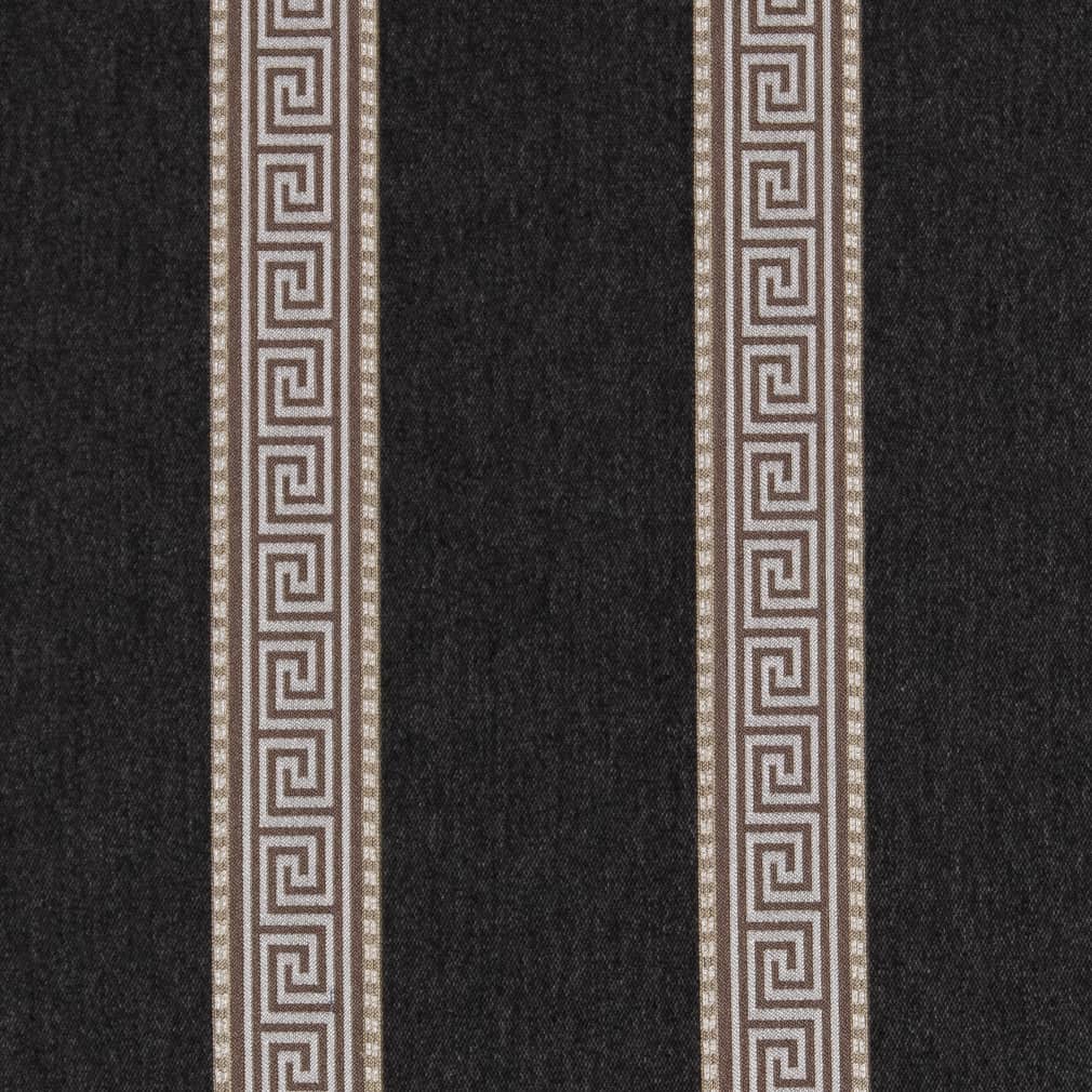 D2421 Greek Key,Stripe Iron Black Charlotte Fabrics