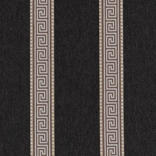 D2421 Greek Key,Stripe Iron Black Charlotte Fabrics