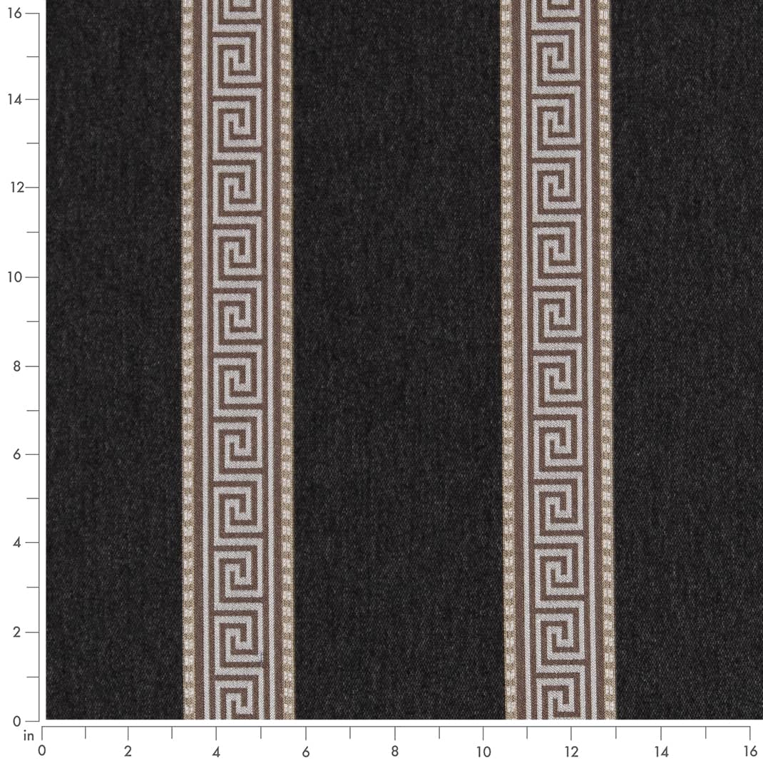 D2421 Greek Key,Stripe Iron Black Charlotte Fabrics
