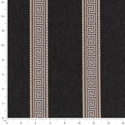 D2421 Greek Key,Stripe Iron Black Charlotte Fabrics