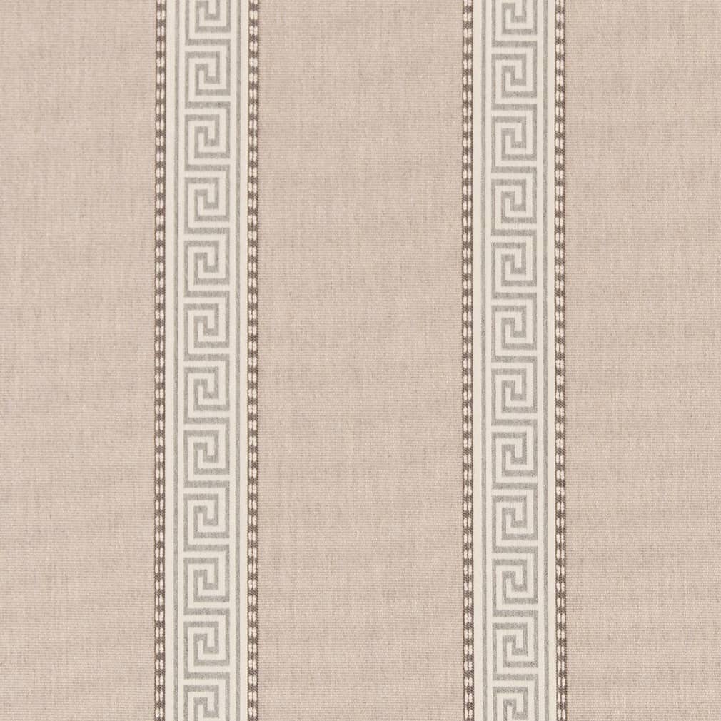 D2422 Greek Key,Stripe Stone Beige & Taupe Charlotte Fabrics