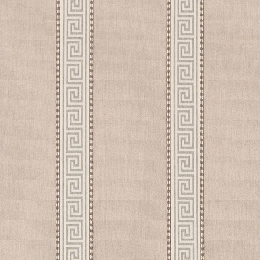 D2422 Greek Key,Stripe Stone Beige & Taupe Charlotte Fabrics