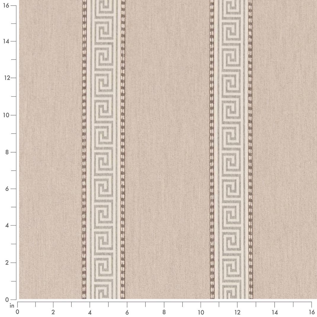 D2422 Greek Key,Stripe Stone Beige & Taupe Charlotte Fabrics