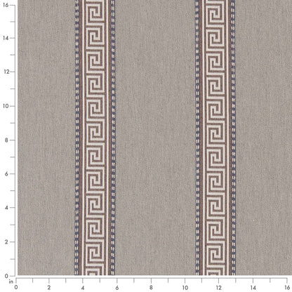 D2423 Greek Key,Stripe Slate Grey & Silver Charlotte Fabrics