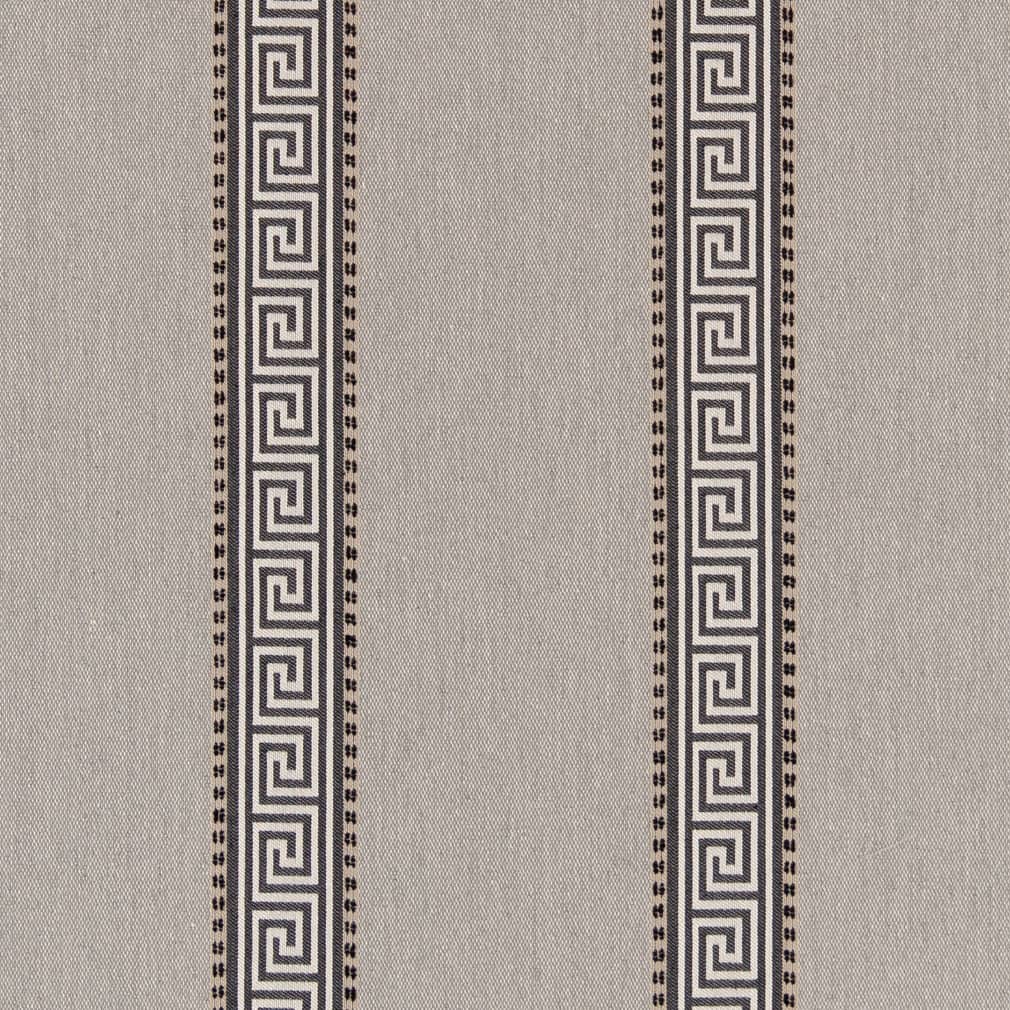 D2424 Greek Key,Stripe Graphite Black,Grey & Silver Charlotte Fabrics