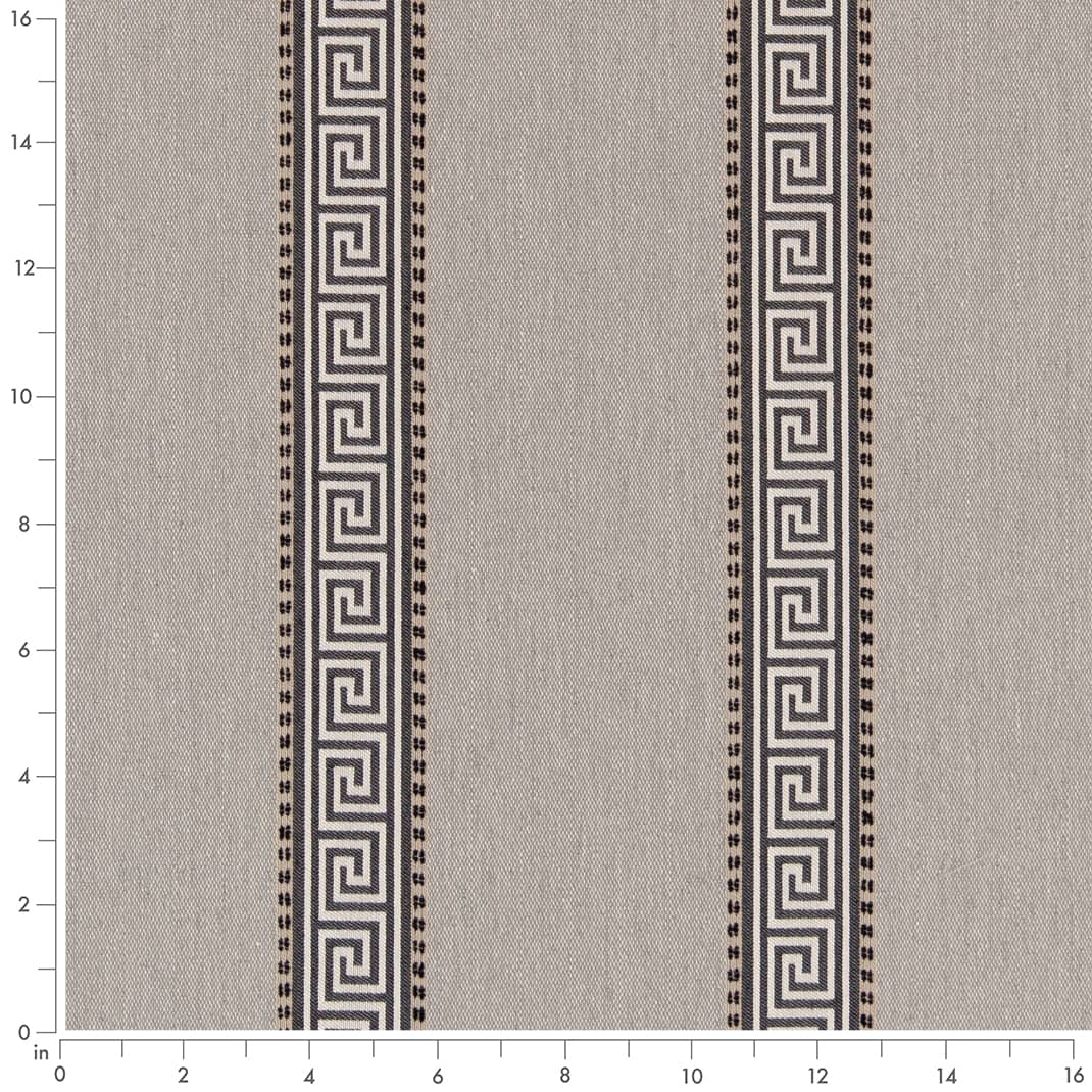 D2424 Greek Key,Stripe Graphite Black,Grey & Silver Charlotte Fabrics