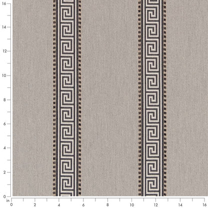 D2424 Greek Key,Stripe Graphite Black,Grey & Silver Charlotte Fabrics