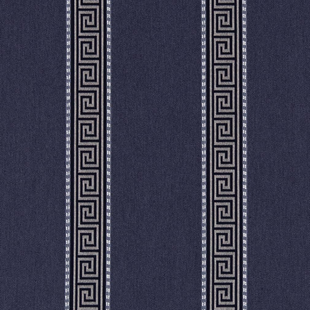 D2425 Greek Key,Stripe Admiral Blue Charlotte Fabrics