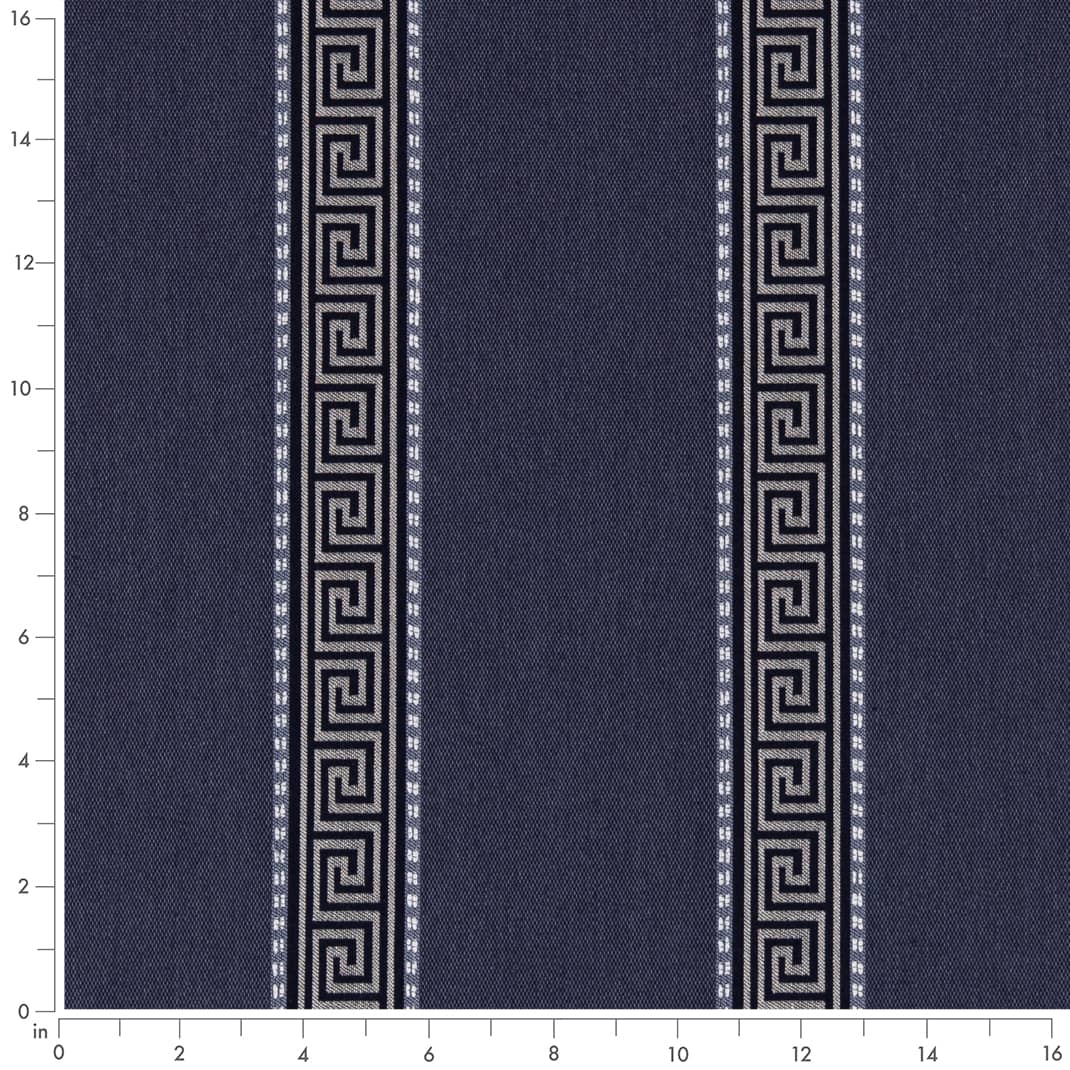 D2425 Greek Key,Stripe Admiral Blue Charlotte Fabrics
