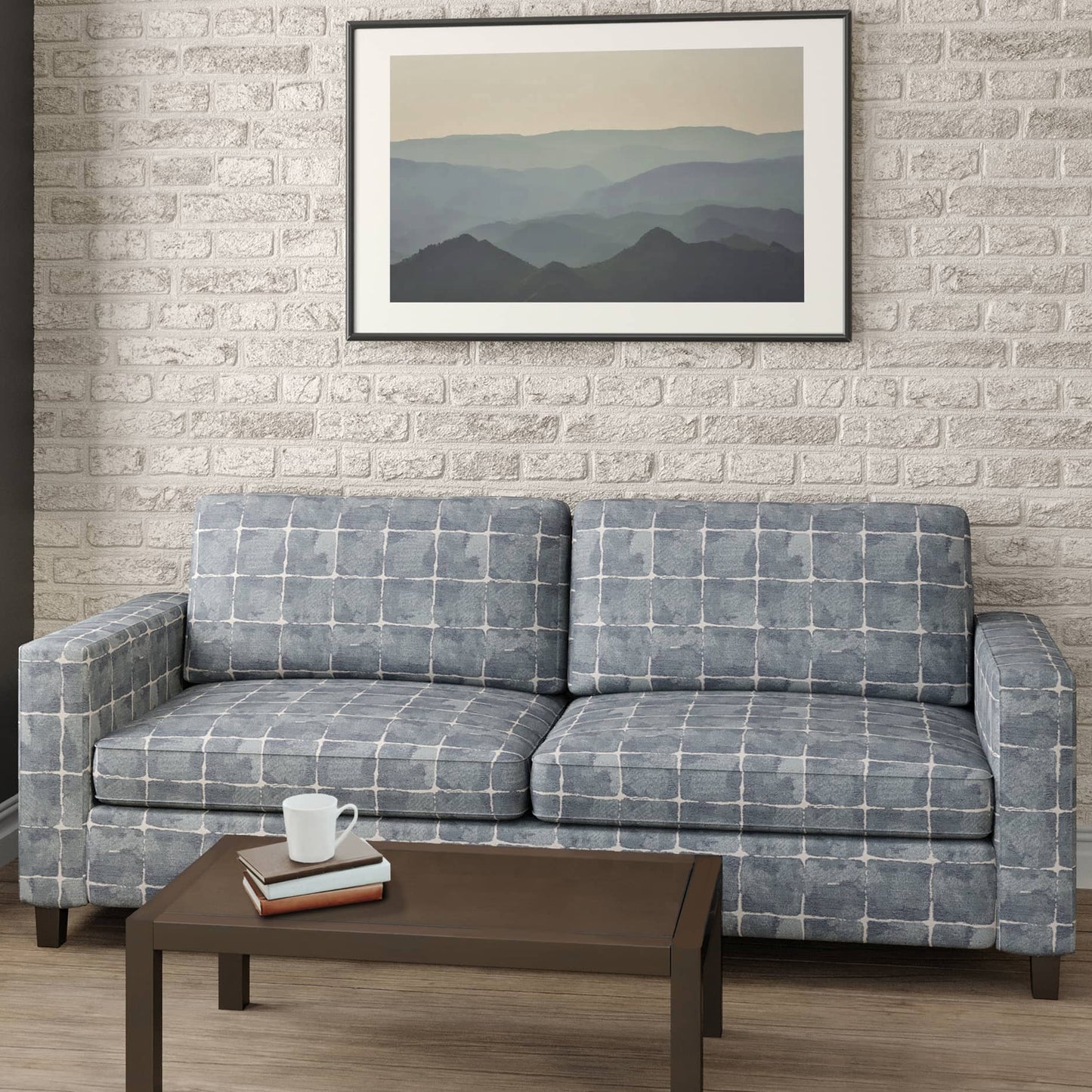 D2435 Abstract & Geometric Pacific Blue Charlotte Fabrics