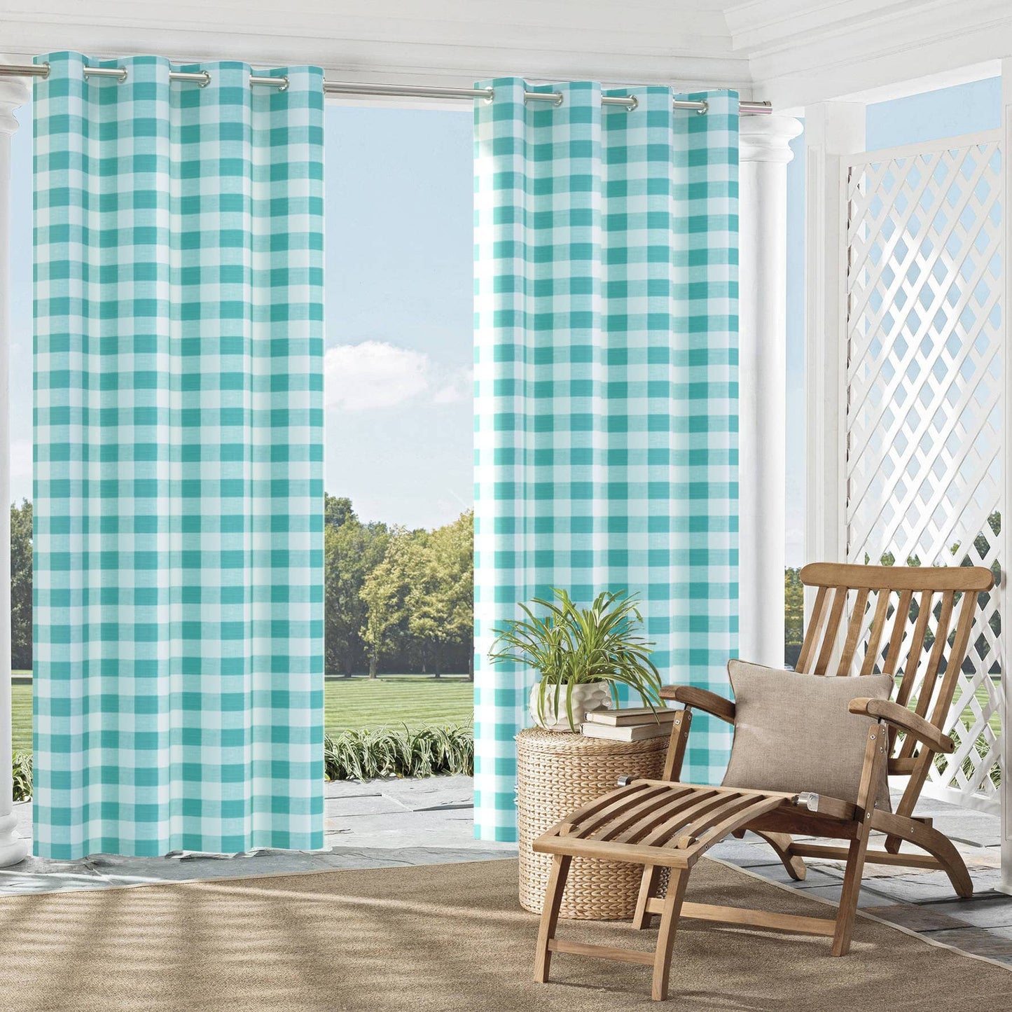 D2459 Check & Houndstooth,Plaid Turquoise Aqua & Teal Charlotte Fabrics
