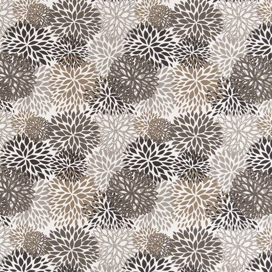 D2462 Abstract & Geometric,Floral Hickory Black,Brown Charlotte Fabrics