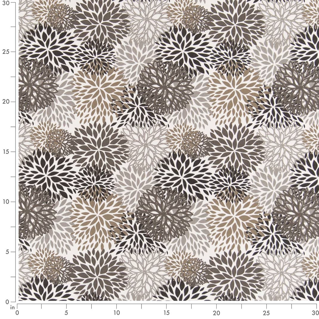 D2462 Abstract & Geometric,Floral Hickory Black,Brown Charlotte Fabrics