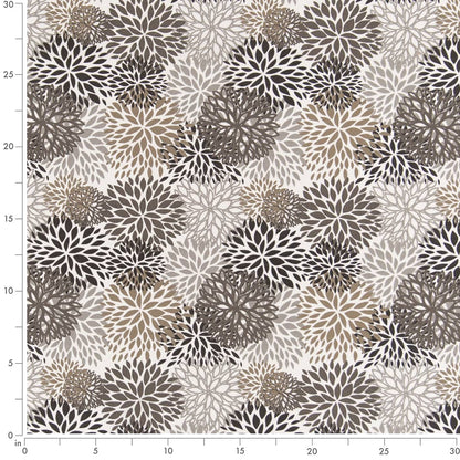 D2462 Abstract & Geometric,Floral Hickory Black,Brown Charlotte Fabrics
