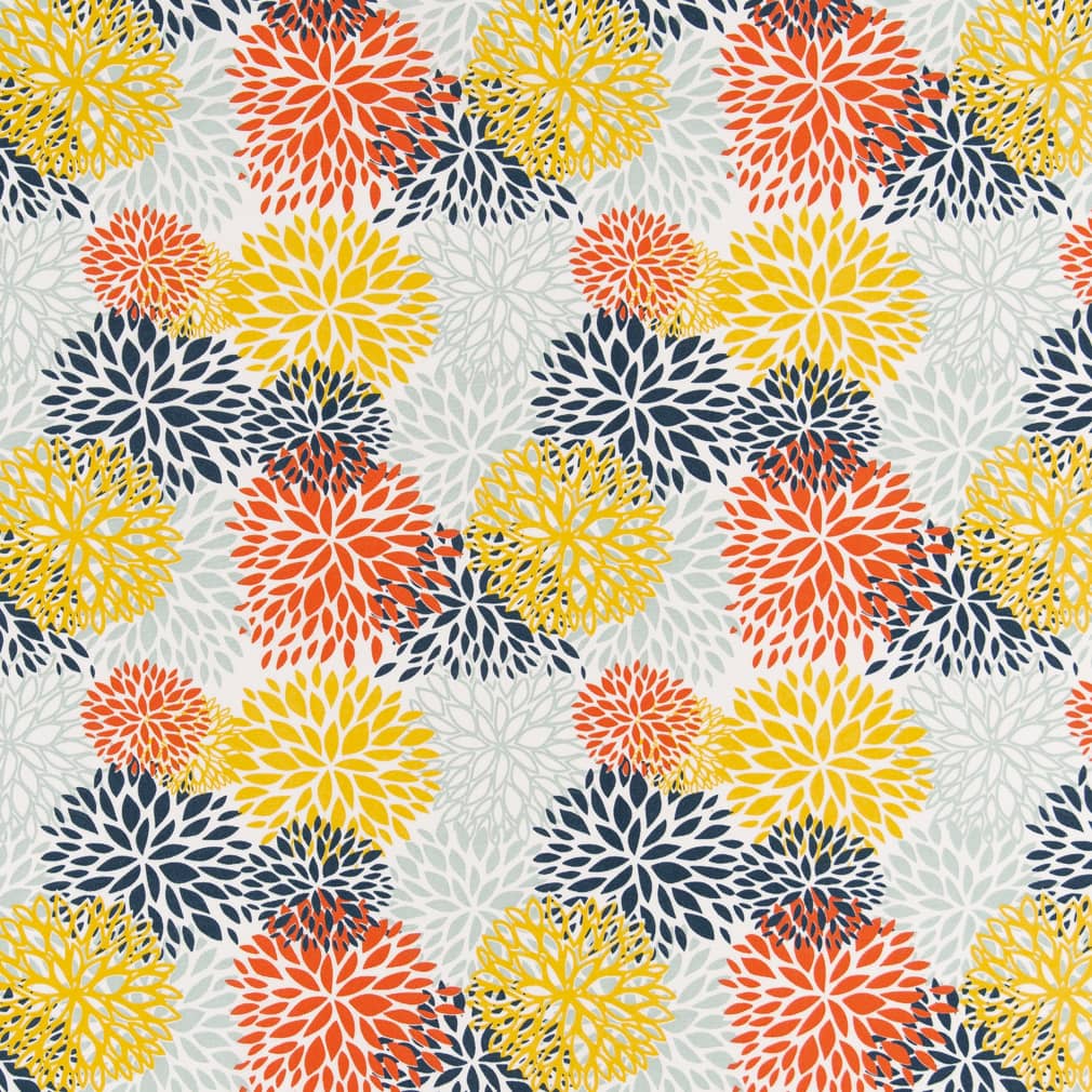 D2463 Abstract & Geometric,Floral Fiesta Blue,Gold & Yellow,Orange & Rust Charlotte Fabrics