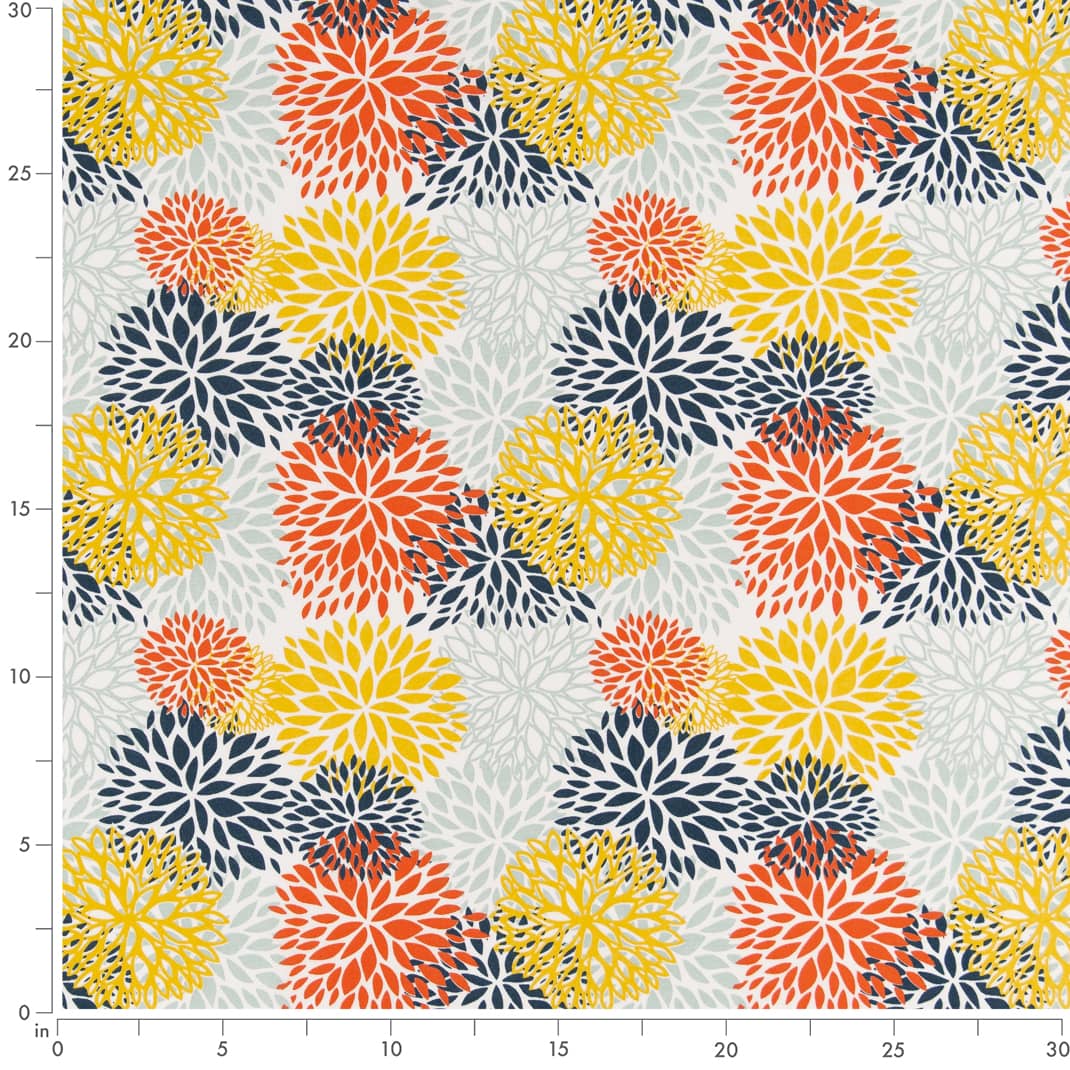 D2463 Abstract & Geometric,Floral Fiesta Blue,Gold & Yellow,Orange & Rust Charlotte Fabrics