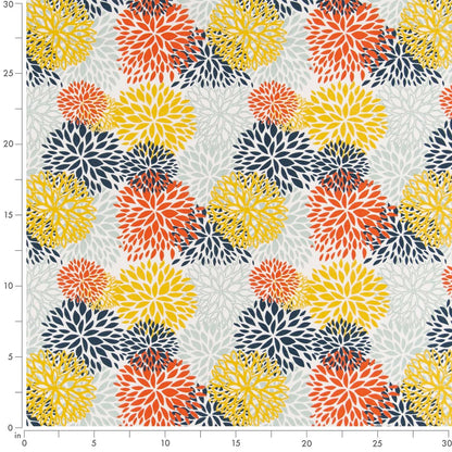 D2463 Abstract & Geometric,Floral Fiesta Blue,Gold & Yellow,Orange & Rust Charlotte Fabrics