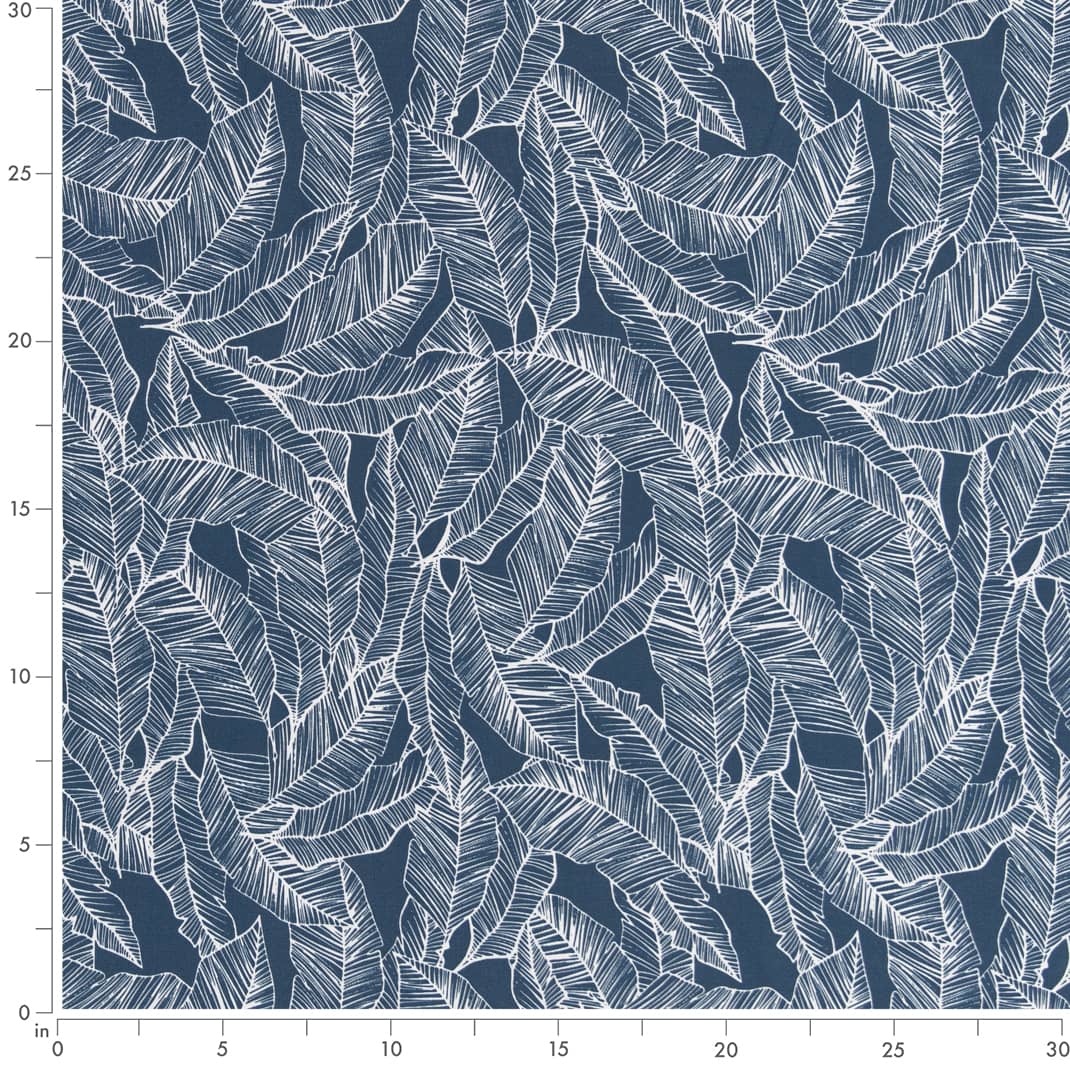 D2486 Leaves,Tropical & Botanical Admiral Blue Charlotte Fabrics
