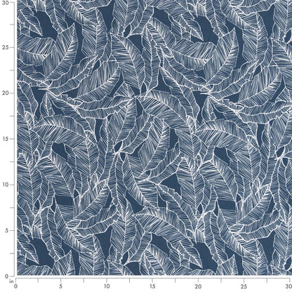 D2486 Leaves,Tropical & Botanical Admiral Blue Charlotte Fabrics