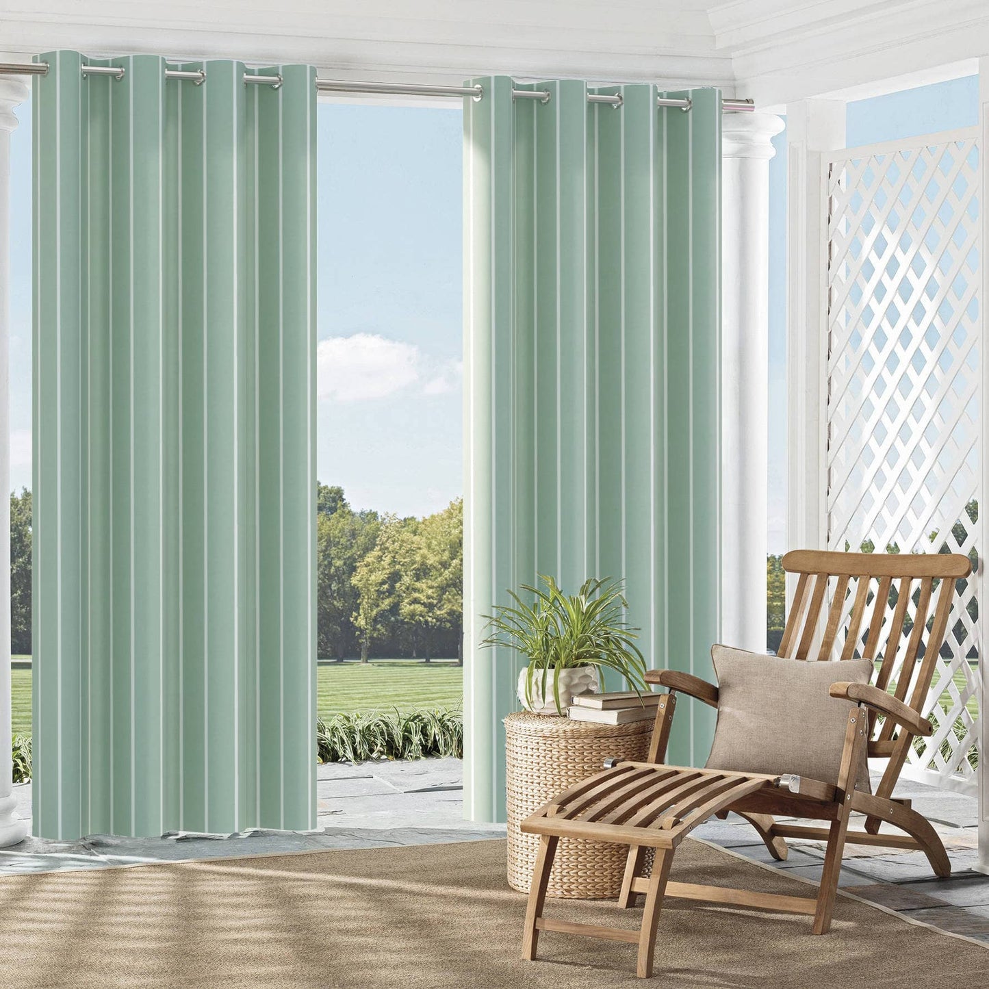 D2493 Stripe Spa Aqua & Teal Charlotte Fabrics