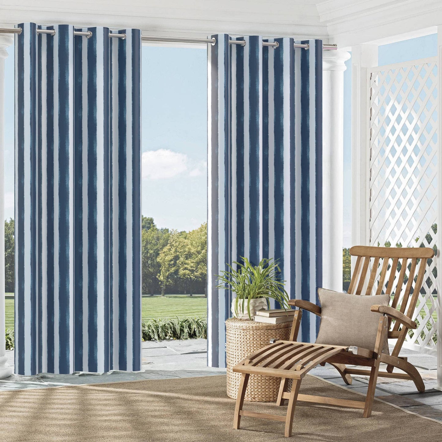 D2514 Stripe Navy Blue Charlotte Fabrics