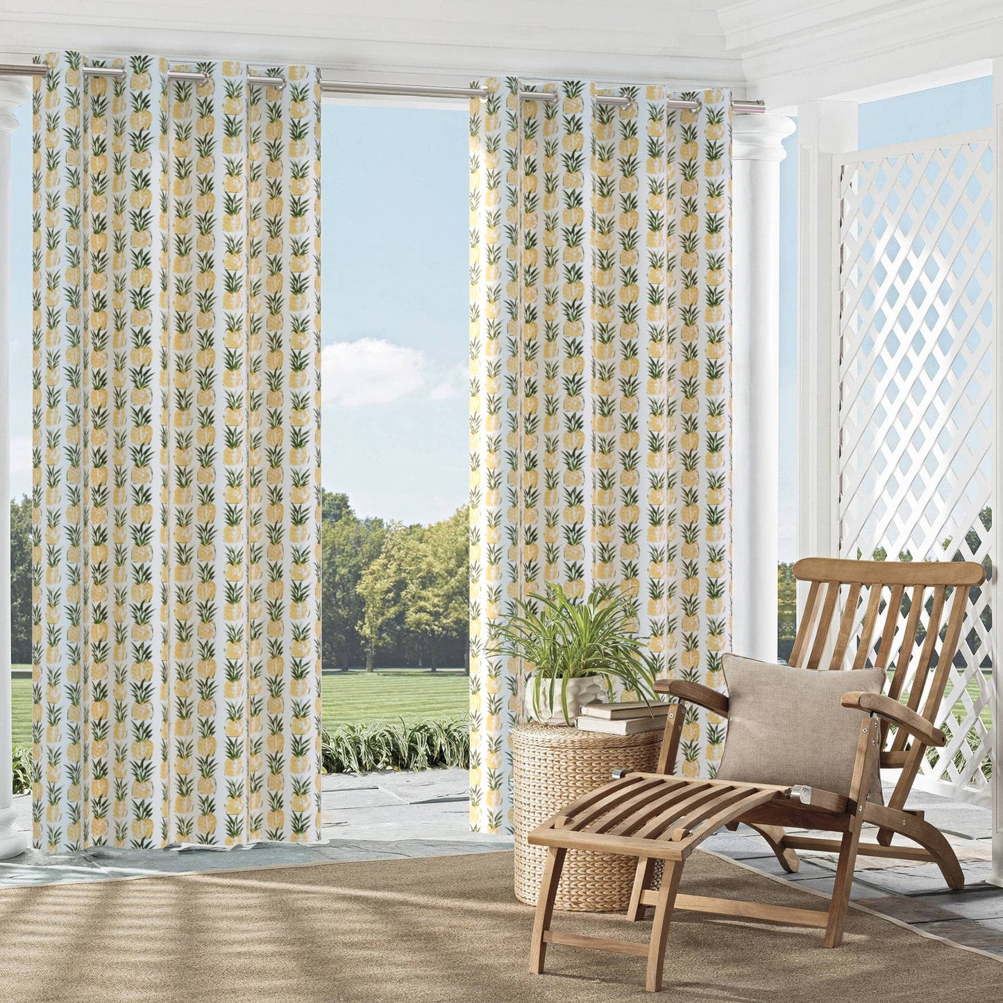 D2516 Novelty,Tropical & Botanical Pineapple Gold & Yellow,Green Charlotte Fabrics