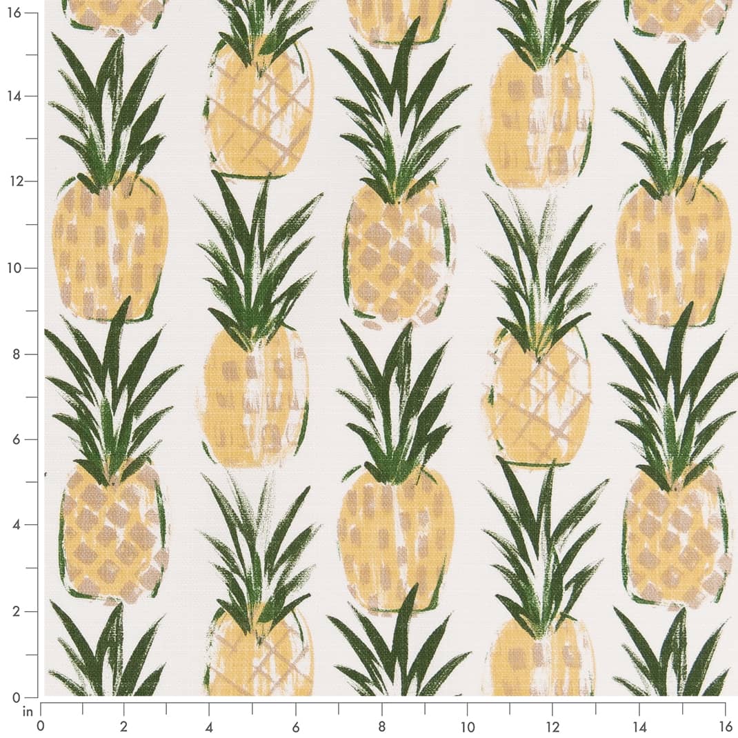 D2516 Novelty,Tropical & Botanical Pineapple Gold & Yellow,Green Charlotte Fabrics
