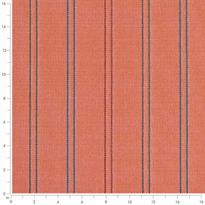 D2539 Stripe Punch Coral & Peach Charlotte Fabrics