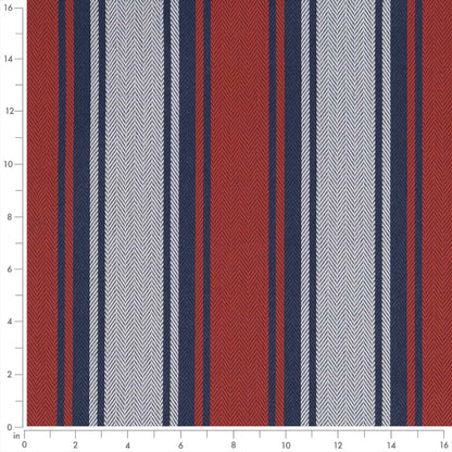 D2543 Stripe Tomato Blue,Red & Burgundy Charlotte Fabrics