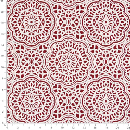 D2548 Abstract & Geometric,Global Apple Red & Burgundy Charlotte Fabrics