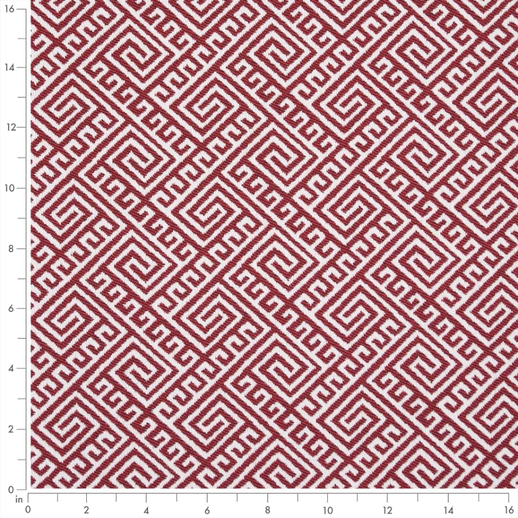 D2554 Abstract & Geometric,Greek Key Cherry Red & Burgundy Charlotte Fabrics