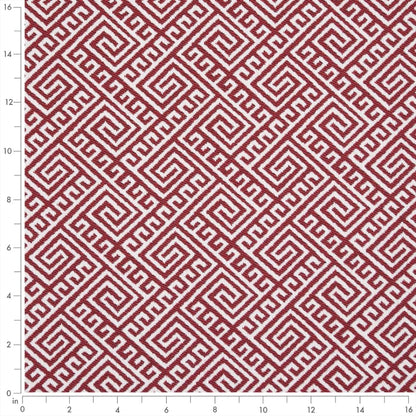 D2554 Abstract & Geometric,Greek Key Cherry Red & Burgundy Charlotte Fabrics