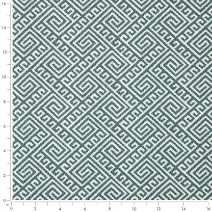 D2556 Abstract & Geometric,Greek Key Aqua Aqua & Teal Charlotte Fabrics