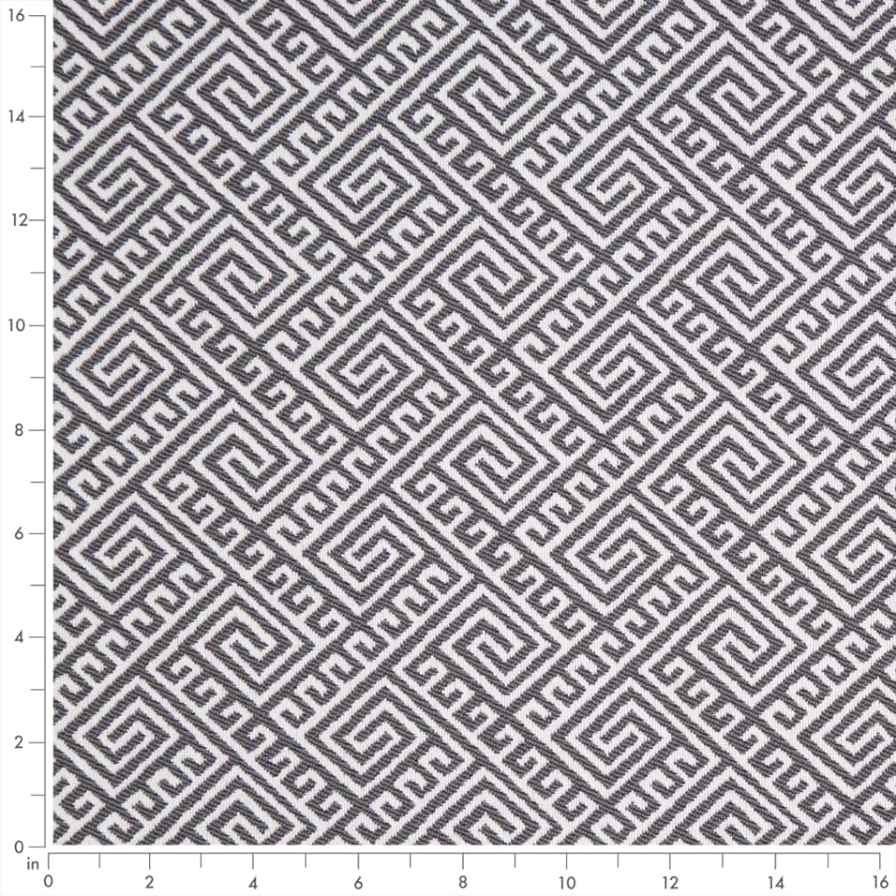 D2557 Abstract & Geometric,Greek Key Charcoal Grey & Silver Charlotte Fabrics