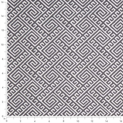 D2557 Abstract & Geometric,Greek Key Charcoal Grey & Silver Charlotte Fabrics