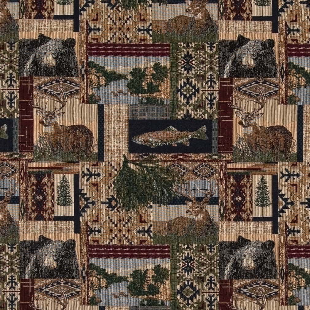 D2660 Novelty Nature Navy Blue,Brown Charlotte Fabrics